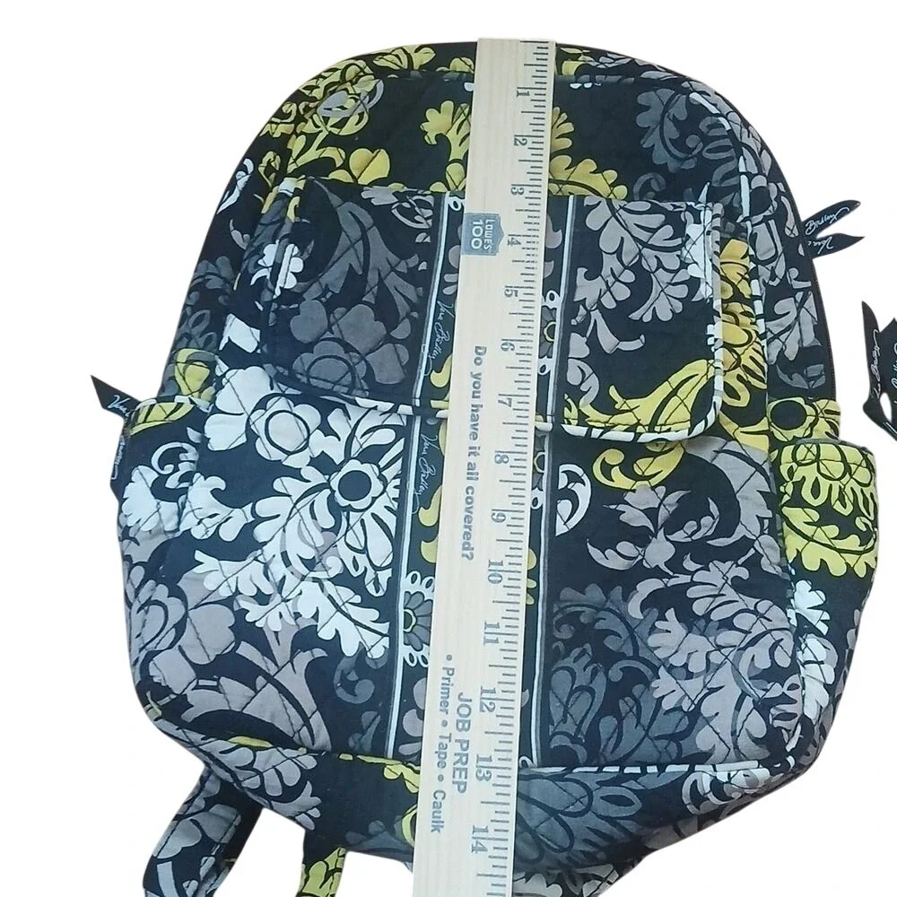 Vera Bradley Quilted‎ Floral Backpack and Matching Wallet Set Yellow Grey Black